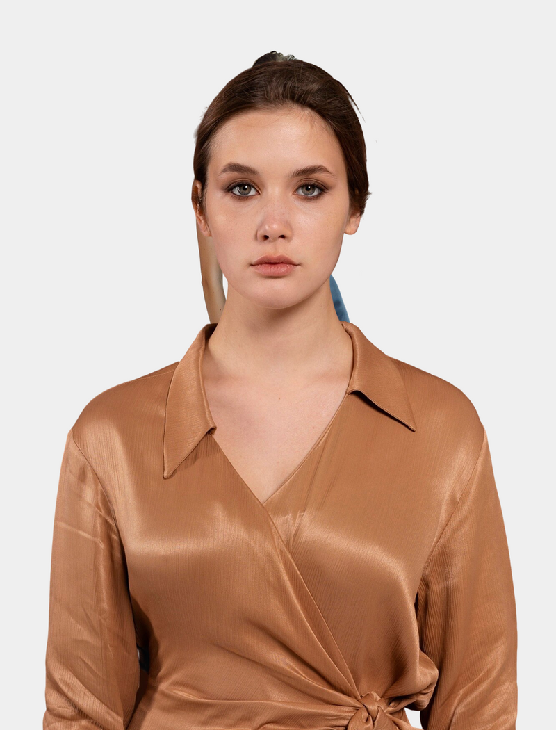 Satin Button-Down Blouse