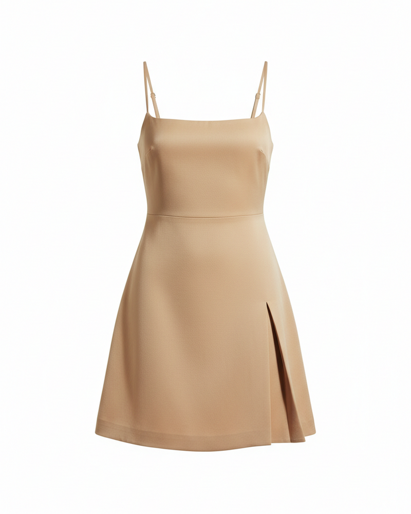 Beige Strap Mini Dress