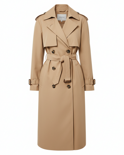 Classic Double-Breasted Beige Trench - Beige