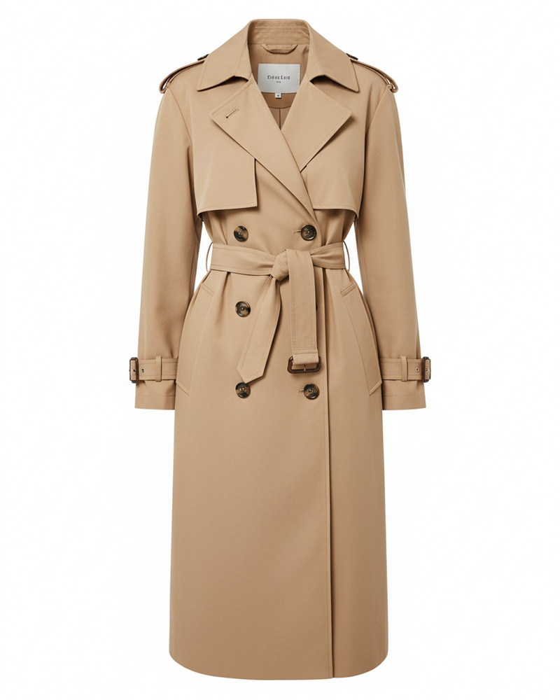 Classic Double-Breasted Beige Trench - Beige