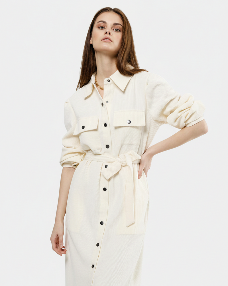 Soft Structure Shirt Dress - Beige