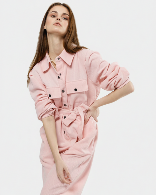 Soft Structure Shirt Dress - Pink
